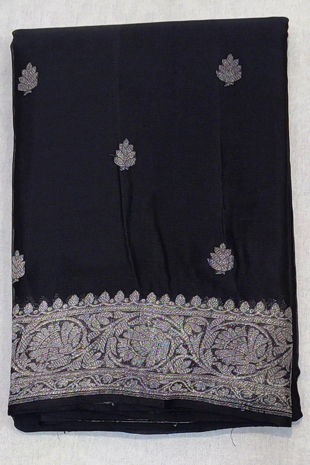 Banarasi silk chiffon saree in black