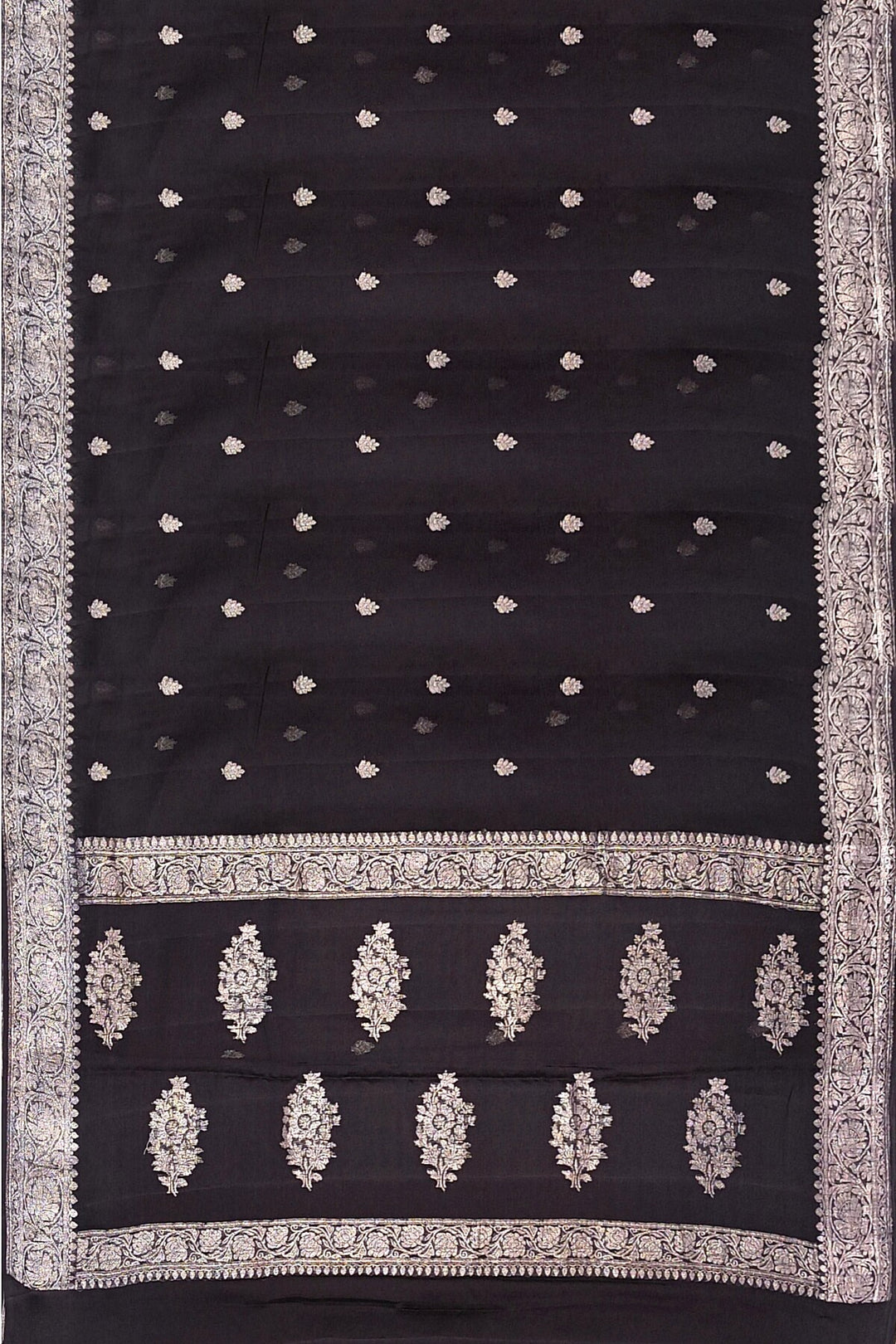 Banarasi silk chiffon saree in black