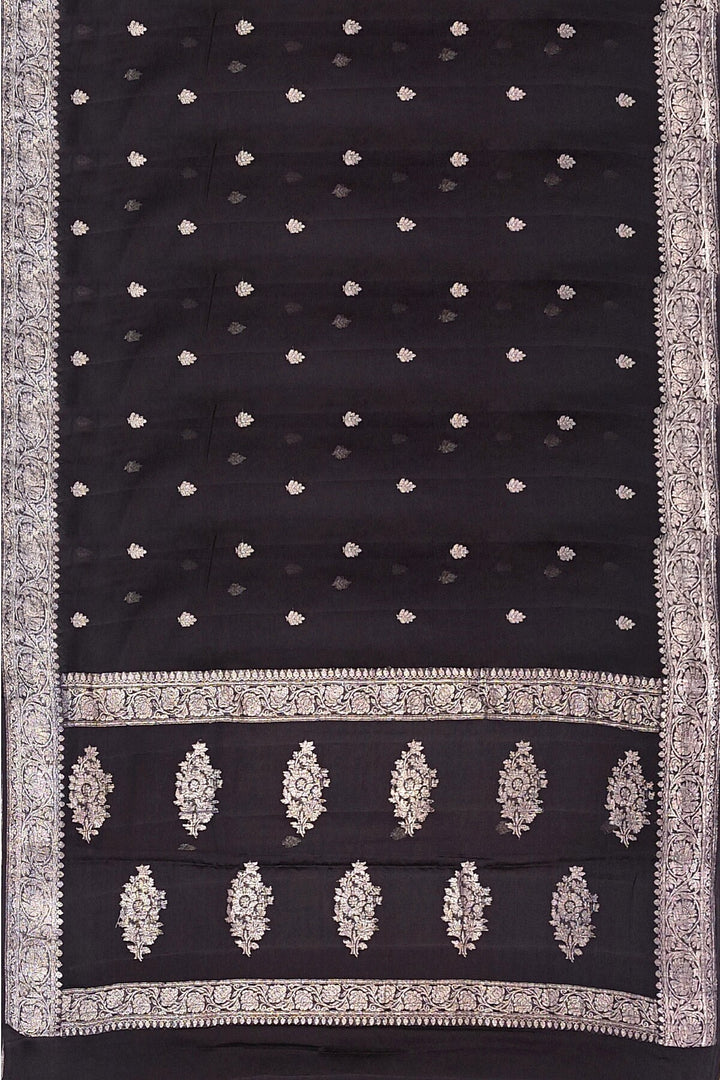 Banarasi silk chiffon saree in black
