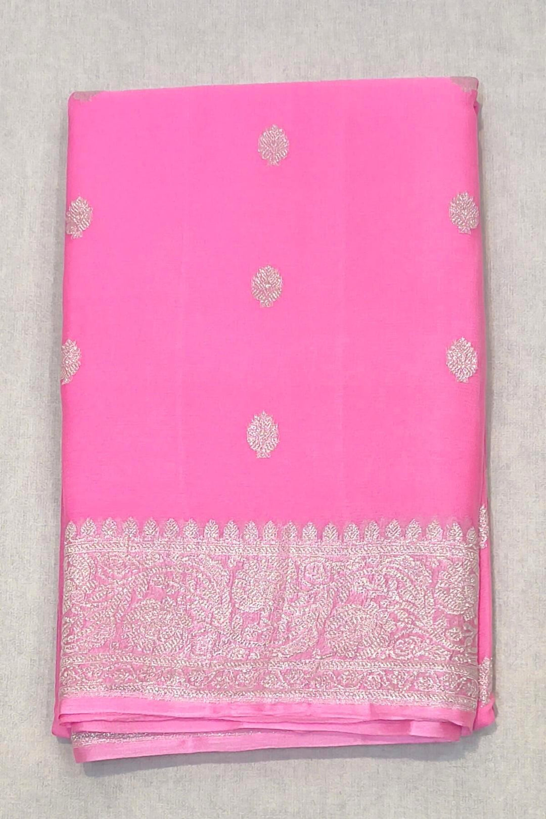 Banarasi silk chiffon saree in pink