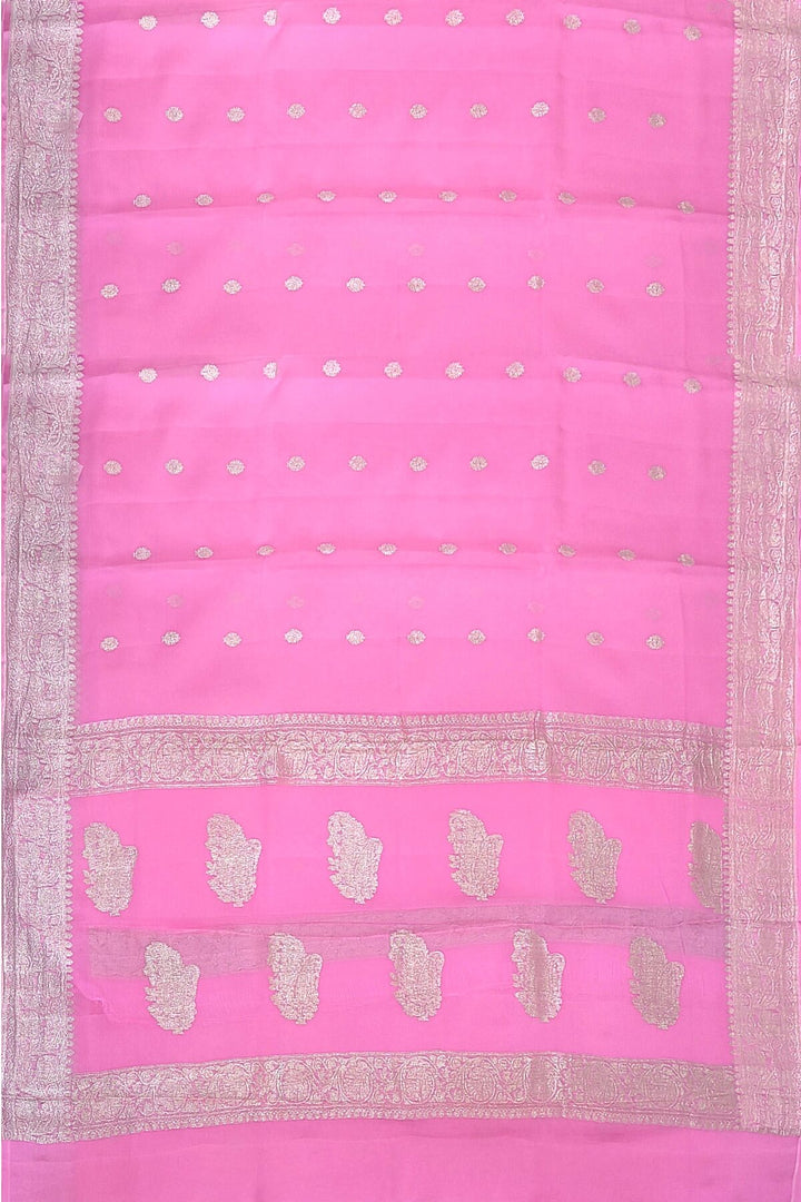Banarasi silk chiffon saree in pink