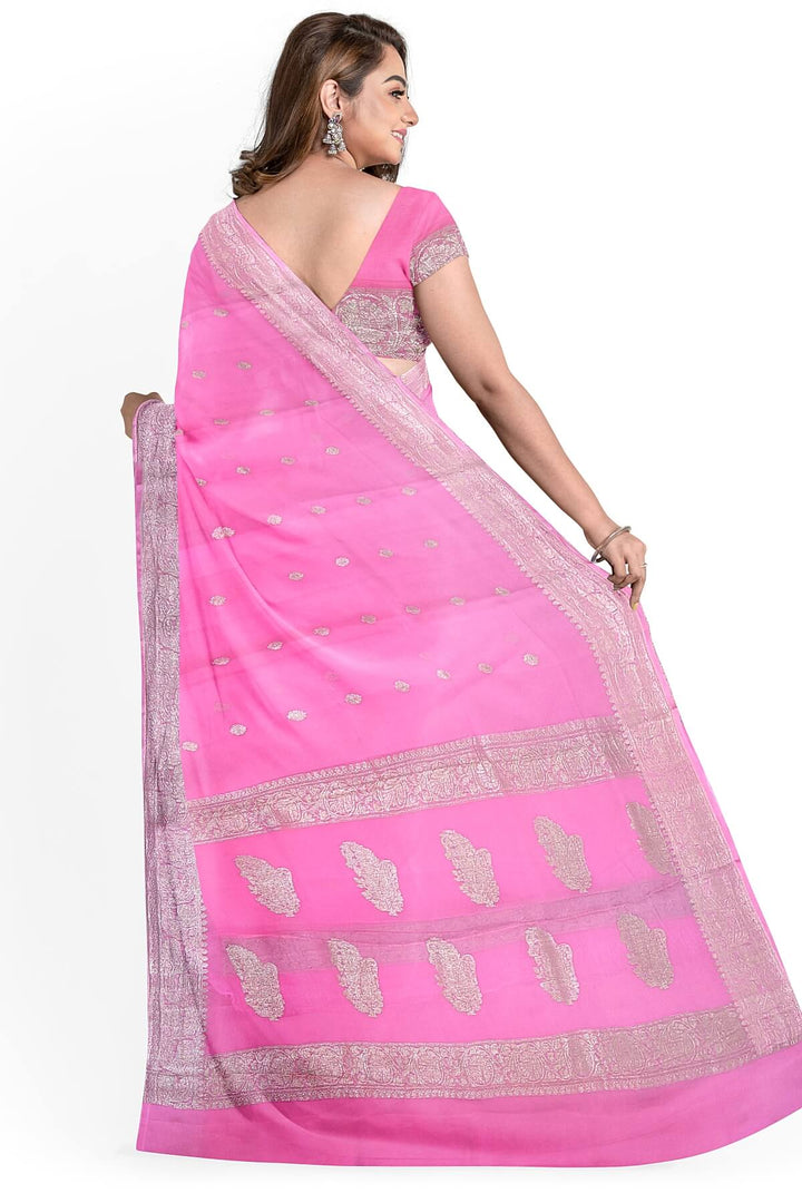 Banarasi silk chiffon saree in pink