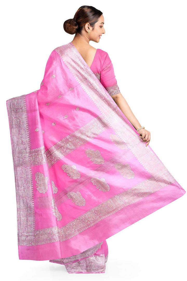 Banarasi silk chiffon saree in pink