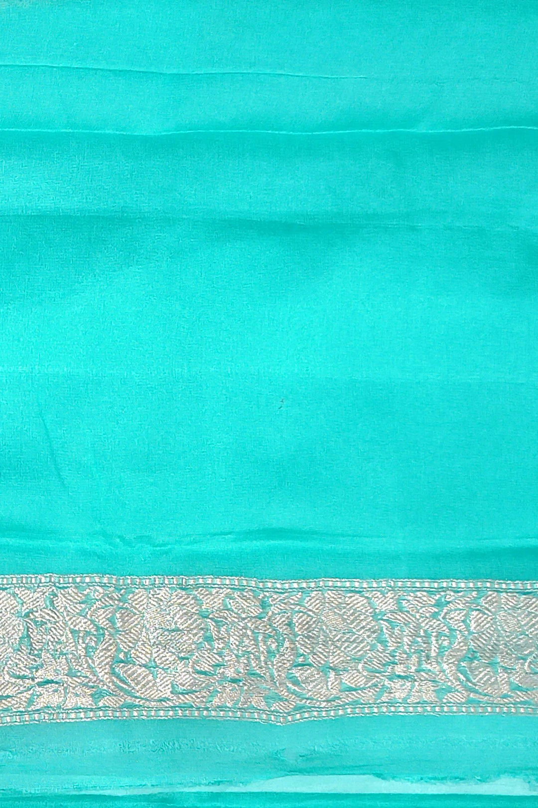 Banarasi silk chiffon saree in pool blue