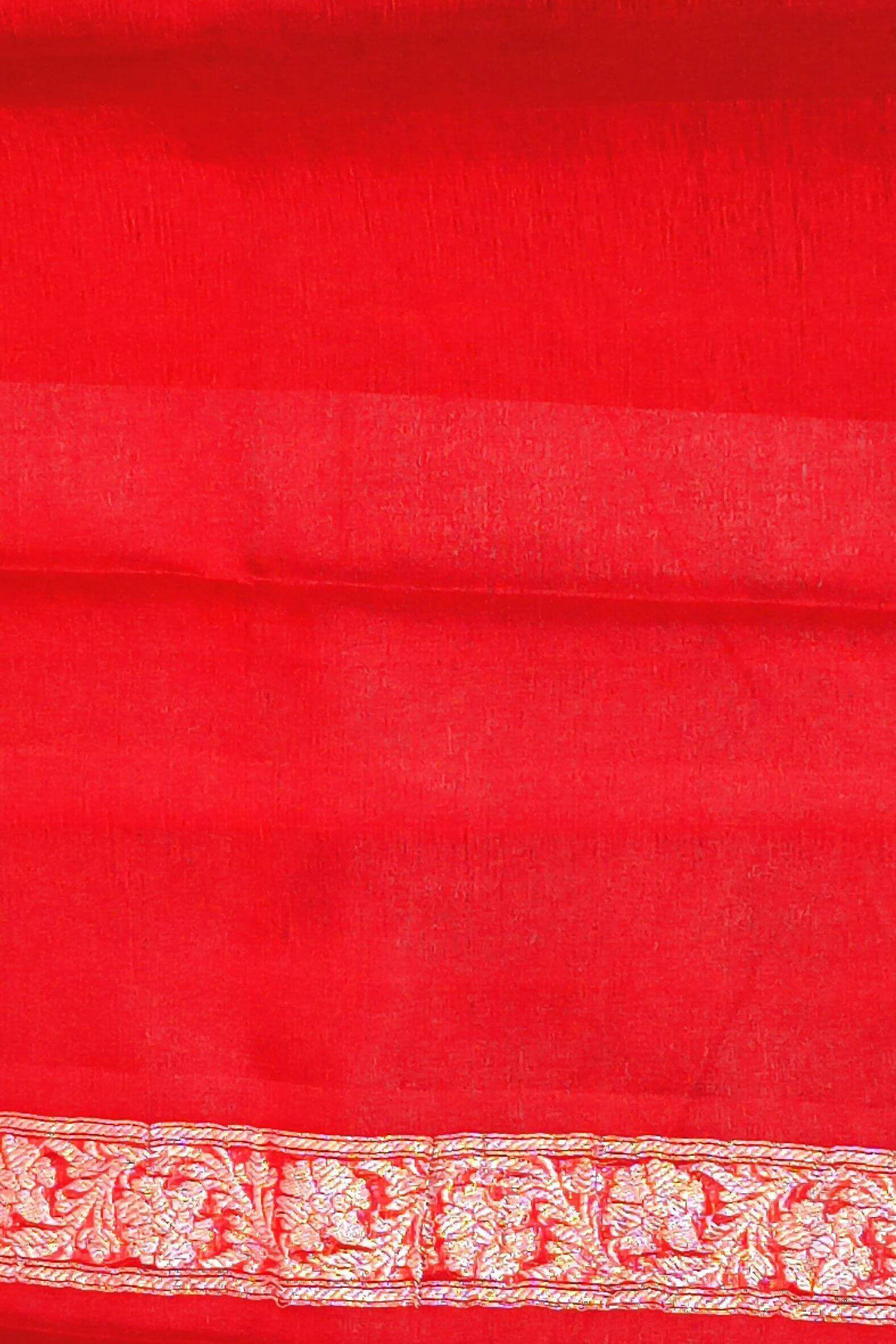 Banarasi silk chiffon saree in bottle green