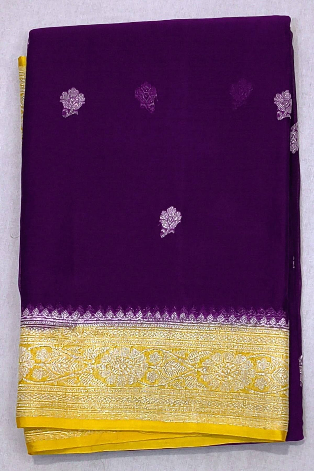 Banarasi silk chiffon saree in purple