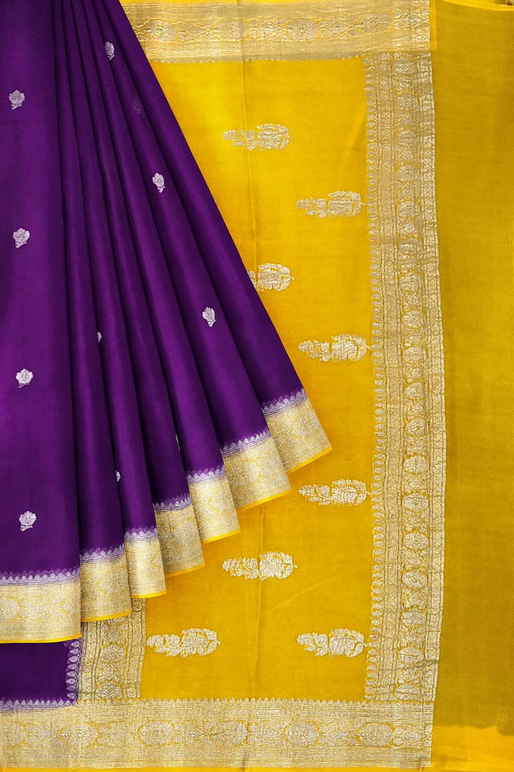 Banarasi silk chiffon saree in purple