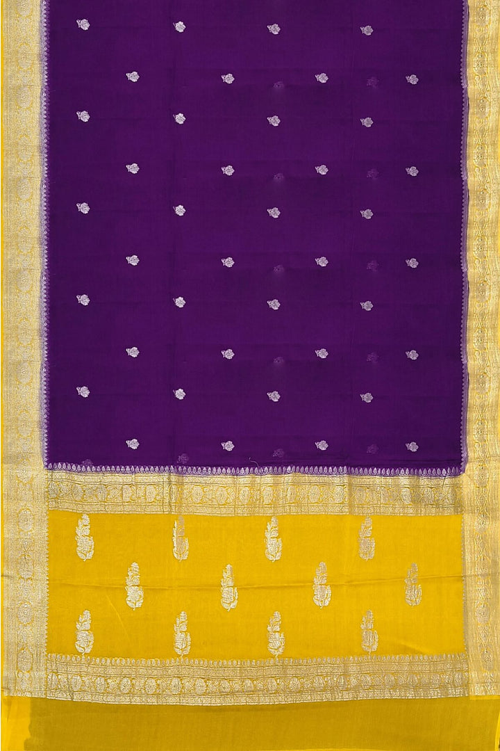 Banarasi silk chiffon saree in purple