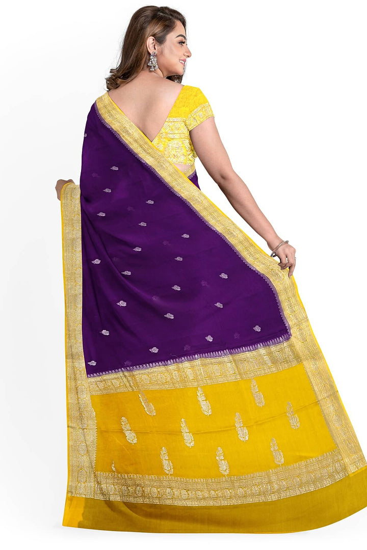 Banarasi silk chiffon saree in purple