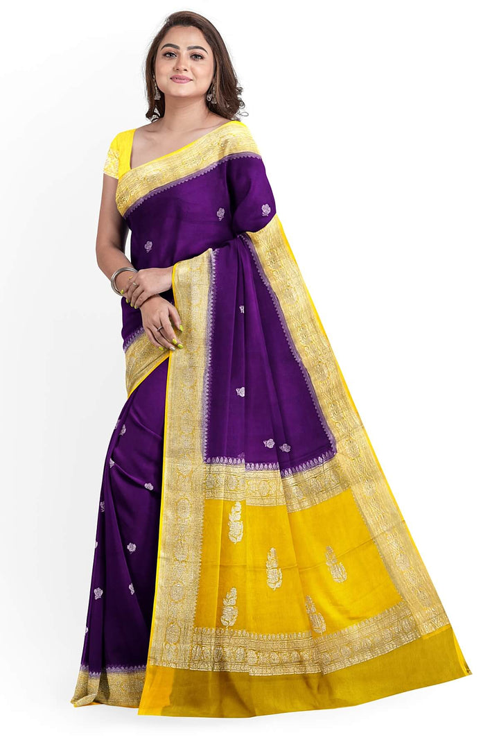 Banarasi silk chiffon saree in purple