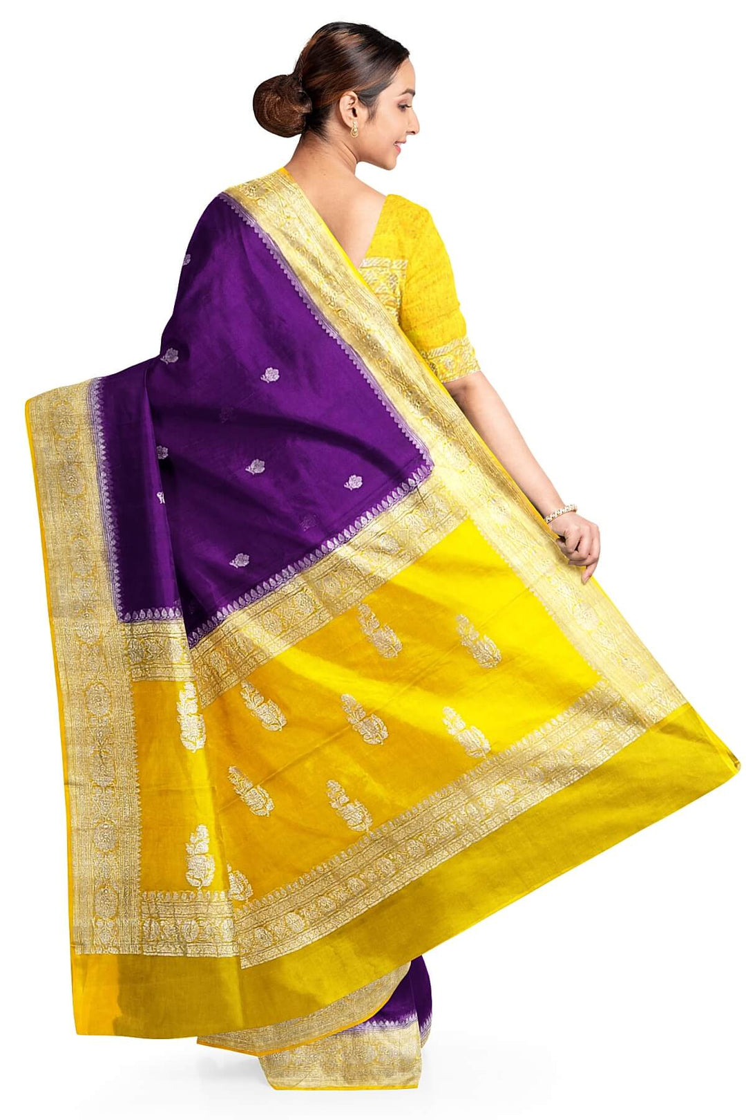 Banarasi silk chiffon saree in purple