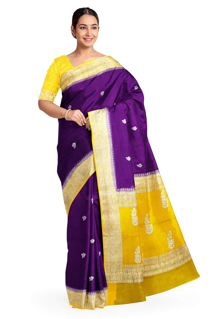 Banarasi silk chiffon saree in purple