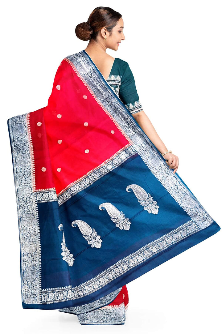 Banarasi silk chiffon saree in red