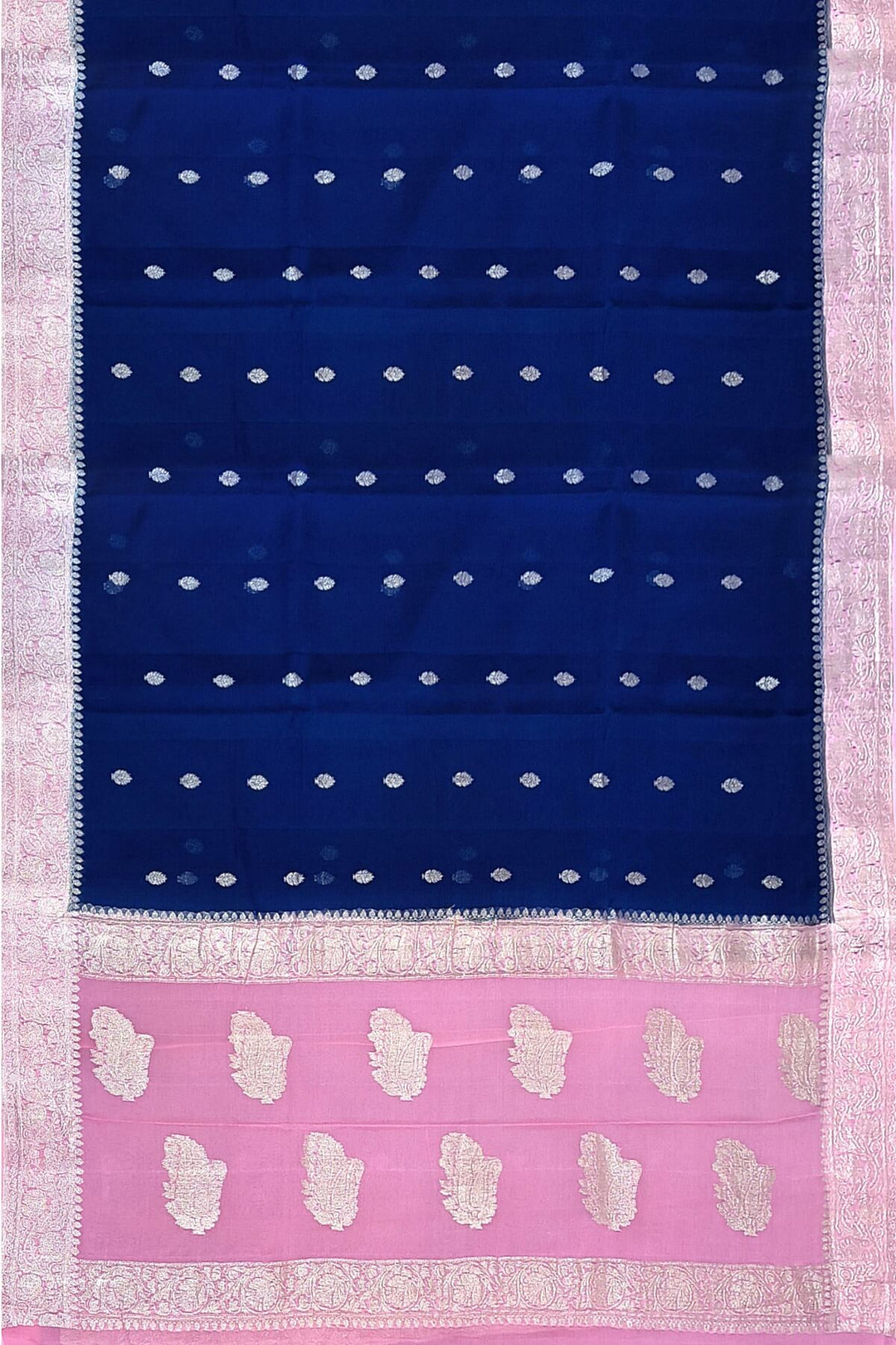 Banarasi silk chiffon saree in navy blue