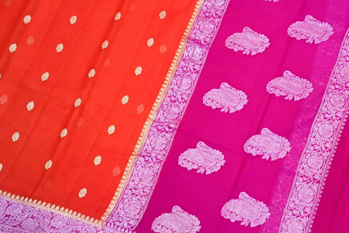 Banarasi silk chiffon saree in orange