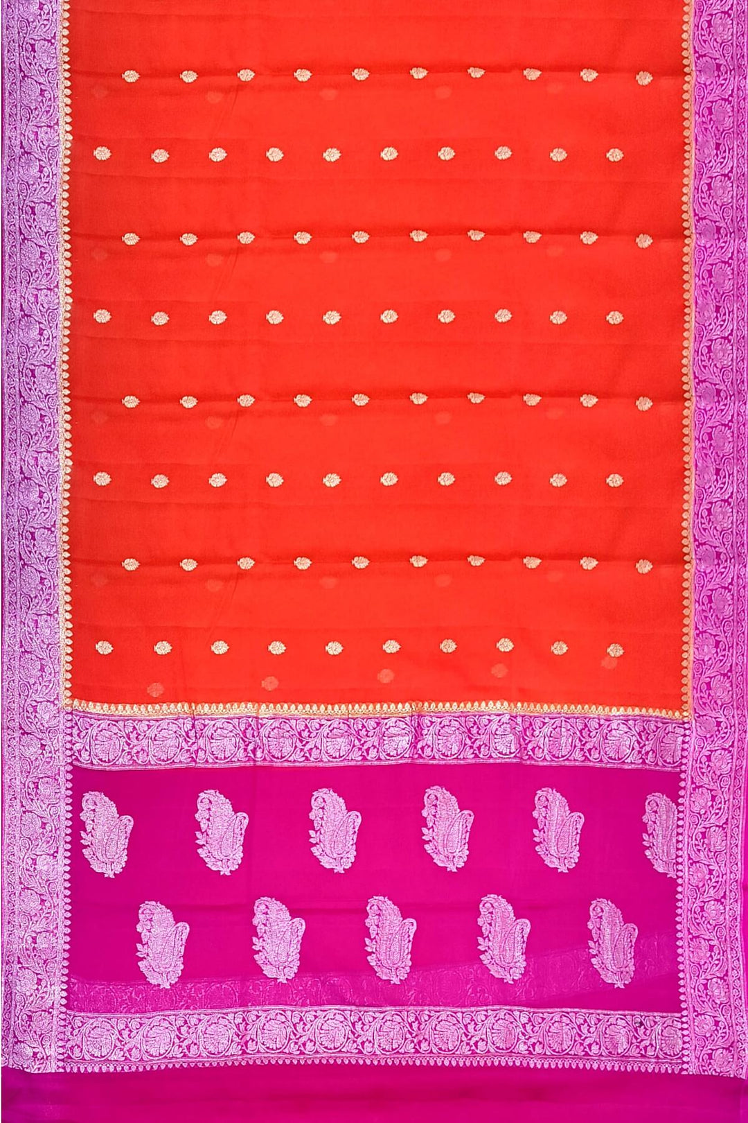 Banarasi silk chiffon saree in orange