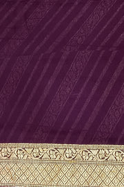 Banarasi khaddi silk georgette saree in brown with  diagonal lines on the body