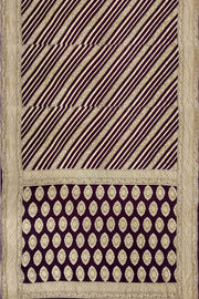 Banarasi khaddi silk georgette saree in brown with  diagonal lines on the body
