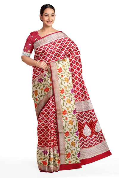 Banarasi khaddi silk georgette bandhini saree