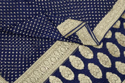 Banarasi silk georgette saree in  navy blue with small motifs