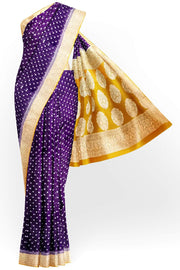 Banarasi silk georgette saree in  wine  with small motifs all over