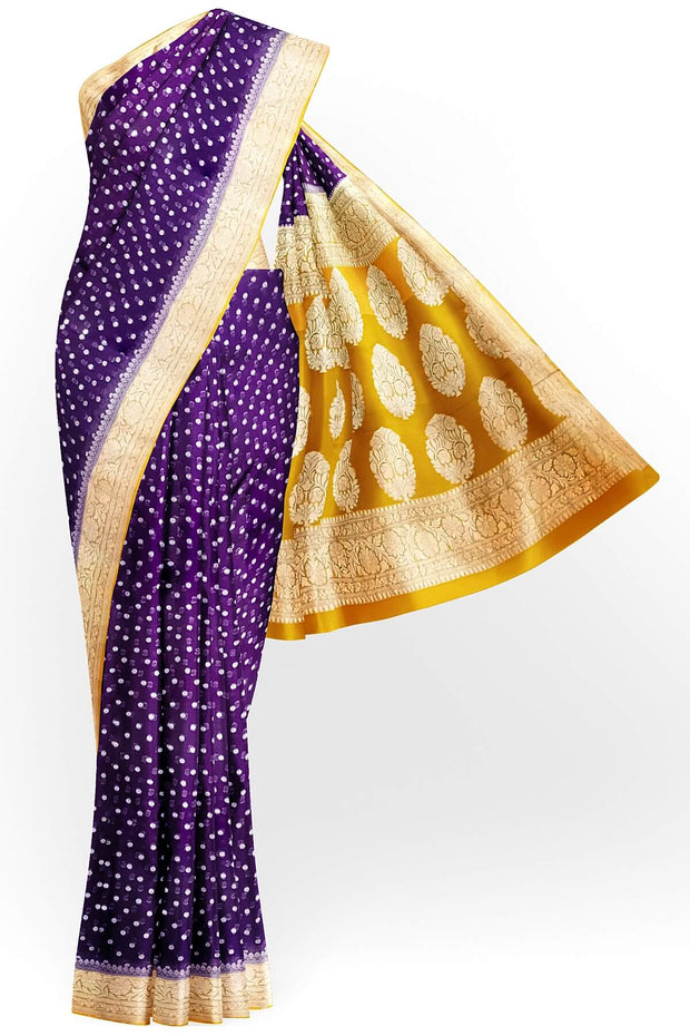 Banarasi silk georgette saree in  wine  with small motifs all over