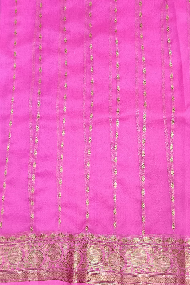 Banarasi kora (organza) silk saree  in blue  with floral motifs