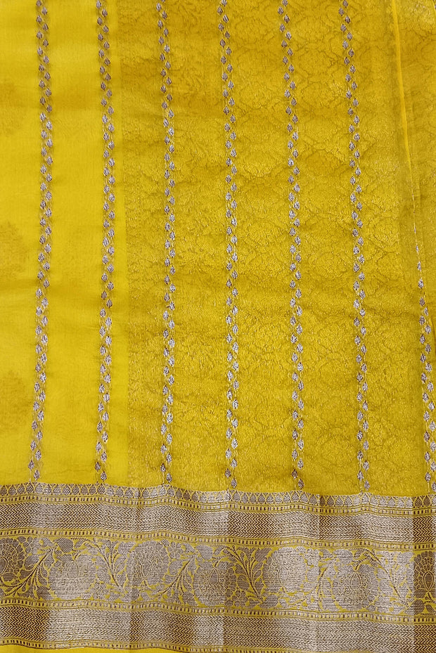Banarasi kora (organza) silk saree  in sky blue with gold motifs