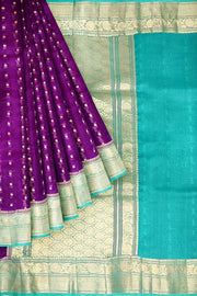 Banarasi kora (organza) silk saree  in purple with small motifs