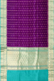 Banarasi kora (organza) silk saree  in purple with small motifs