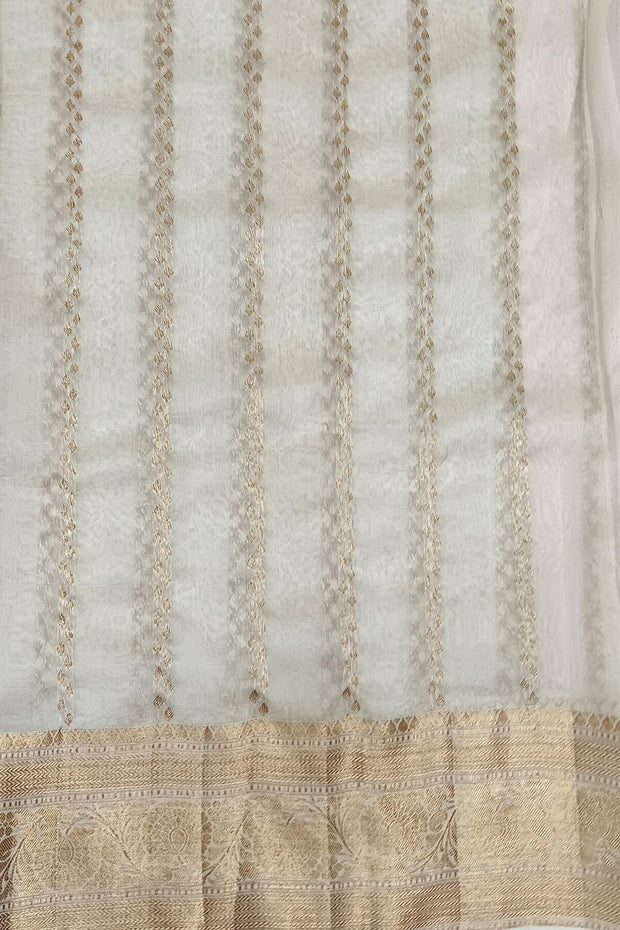 Banarasi kora (organza) silk saree  in pink with gold motifs