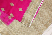 Banarasi kora (organza) silk saree  in pink with gold motifs