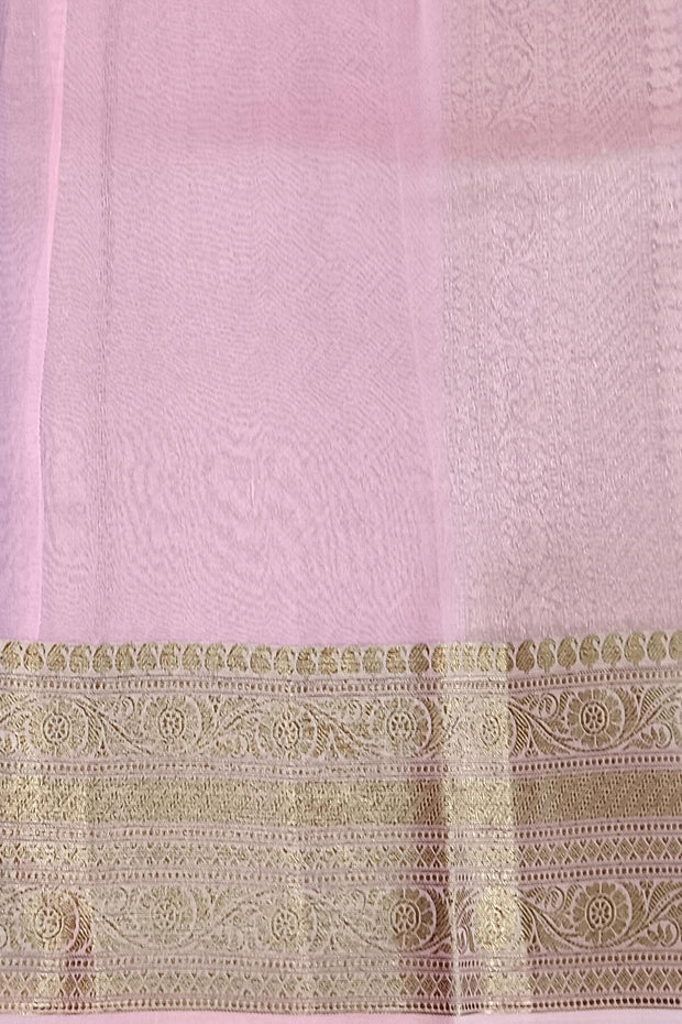 Banarasi kora (organza) silk saree  in magenta with  motifs