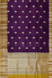 Banarasi kora ( organza) silk saree in wine  with floral  motifs in  gold .