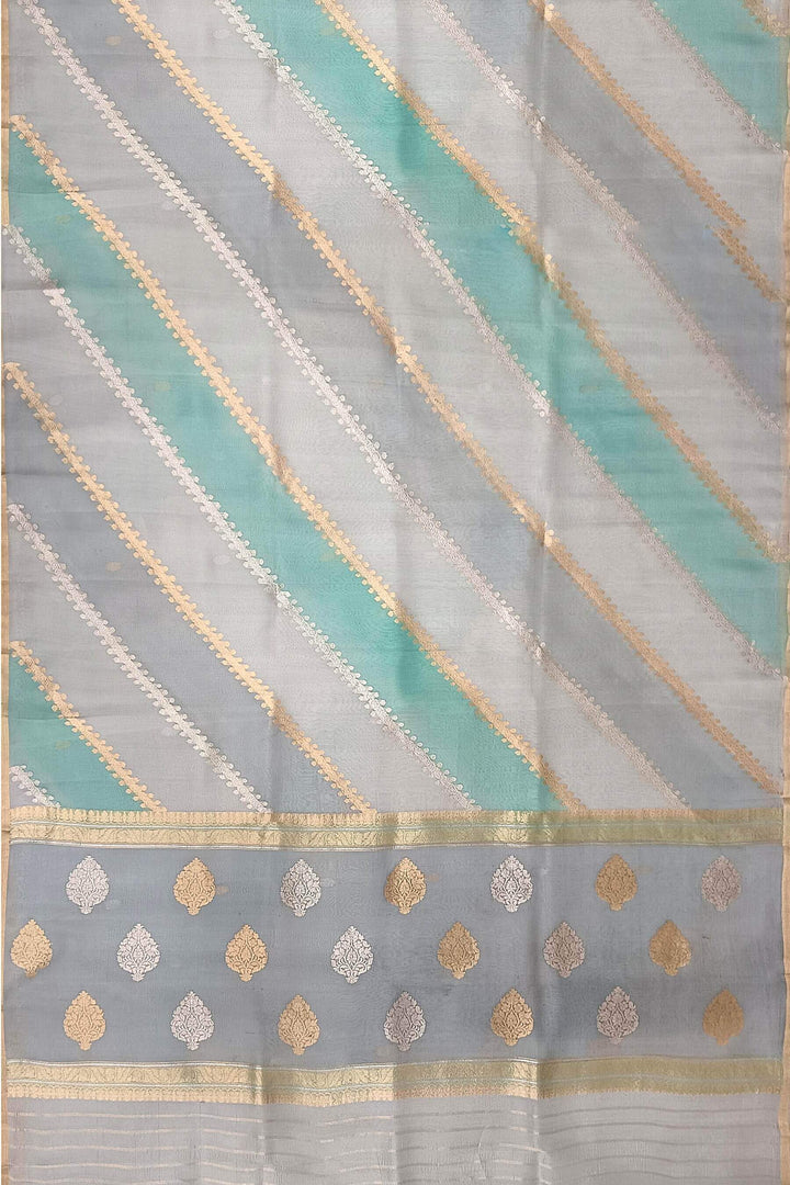 Rangkat pure kora (organza)Banarasi silk saree in light grey
