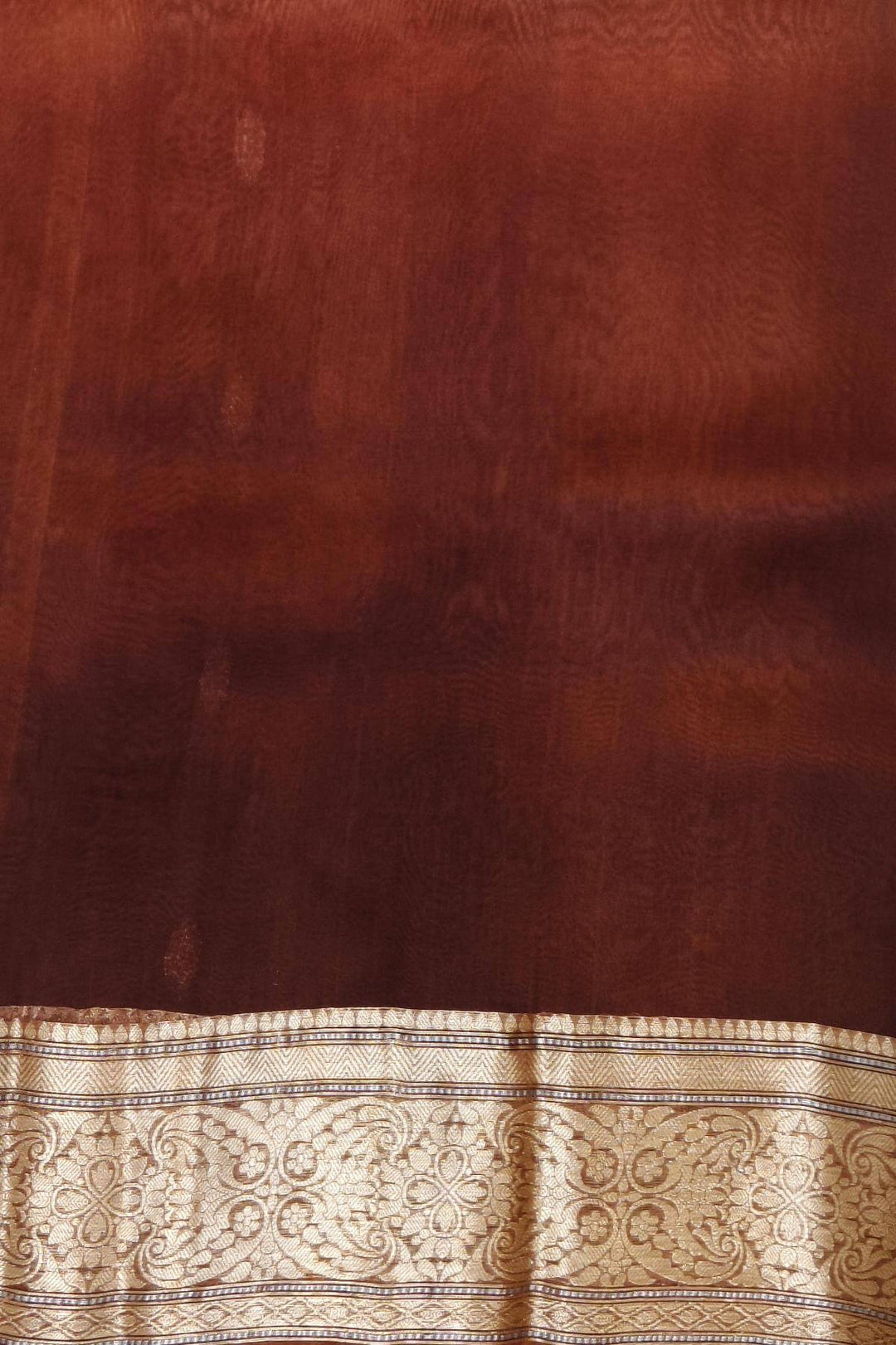 Banarasi kora (organza)  silk saree in  brown & beige with motifs
