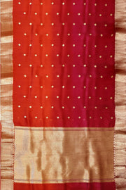 Banarasi kora (organza)  silk saree in  red & magenta with motifs
