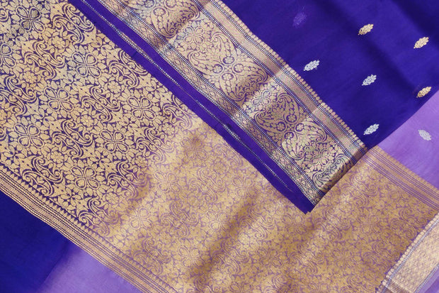 Banarasi kora (organza)  silk saree in  lavender & purple with motifs