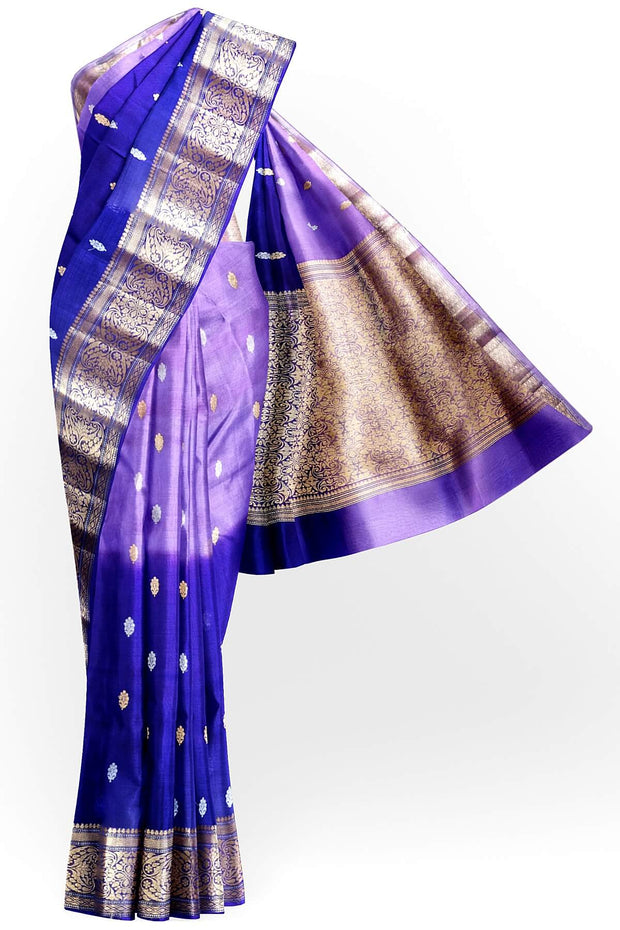 Banarasi kora (organza)  silk saree in  lavender & purple with motifs