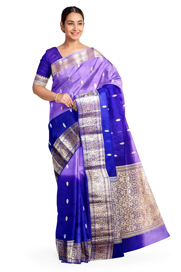 Banarasi kora (organza)  silk saree in  lavender & purple with motifs