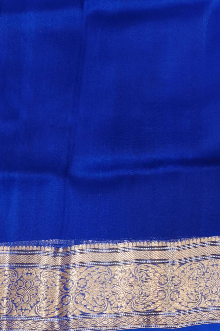 Banarasi kora (organza)  silk saree in  royal blue & light blue with motifs