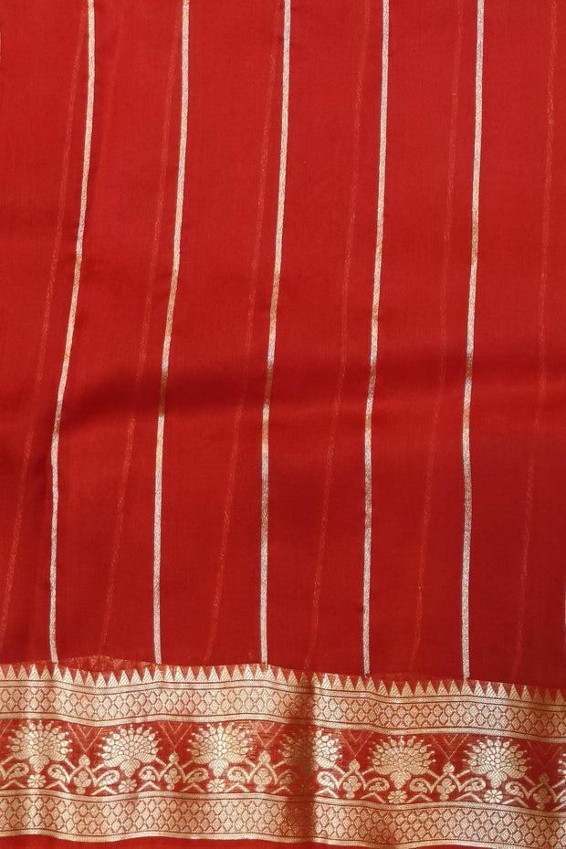 Banarasi kora (organza)  silk saree in  red & pink with motifs