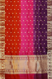 Banarasi kora (organza)  silk saree in  red & pink with motifs