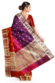 Banarasi kora (organza)  silk saree in  red & pink with motifs