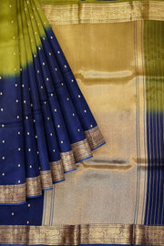 Banarasi kora (organza)  silk saree in  mehndi green