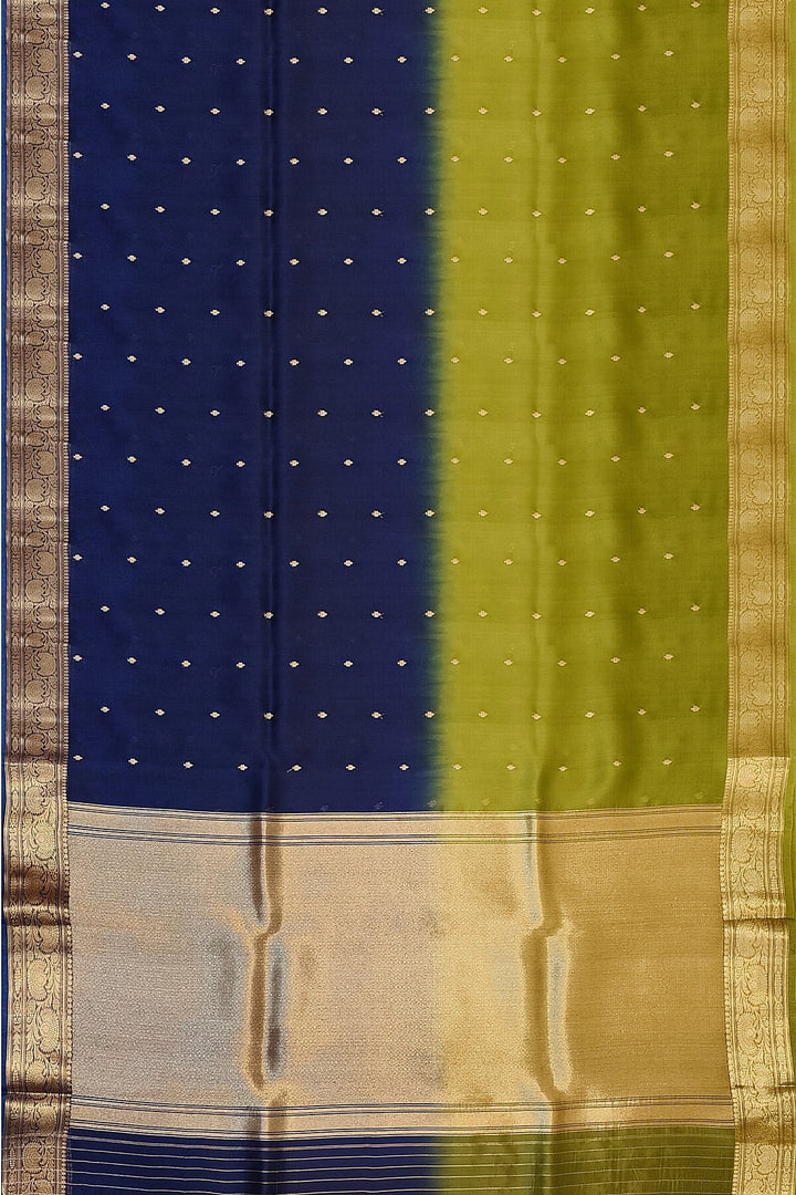 Banarasi kora (organza)  silk saree in  mehndi green