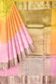 Banarasi kora (organza)  silk saree in  tri colour