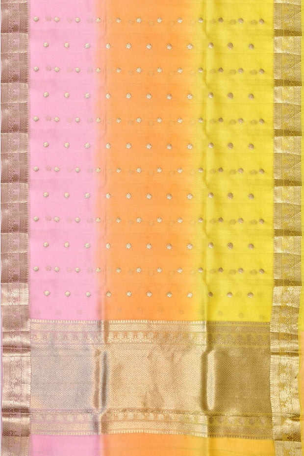 Banarasi kora (organza)  silk saree in  tri colour