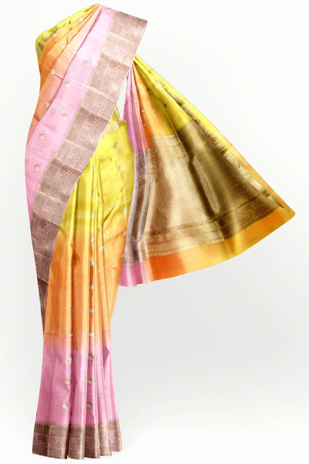 Banarasi kora (organza)  silk saree in  tri colour