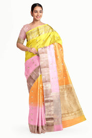 Banarasi kora (organza)  silk saree in  tri colour